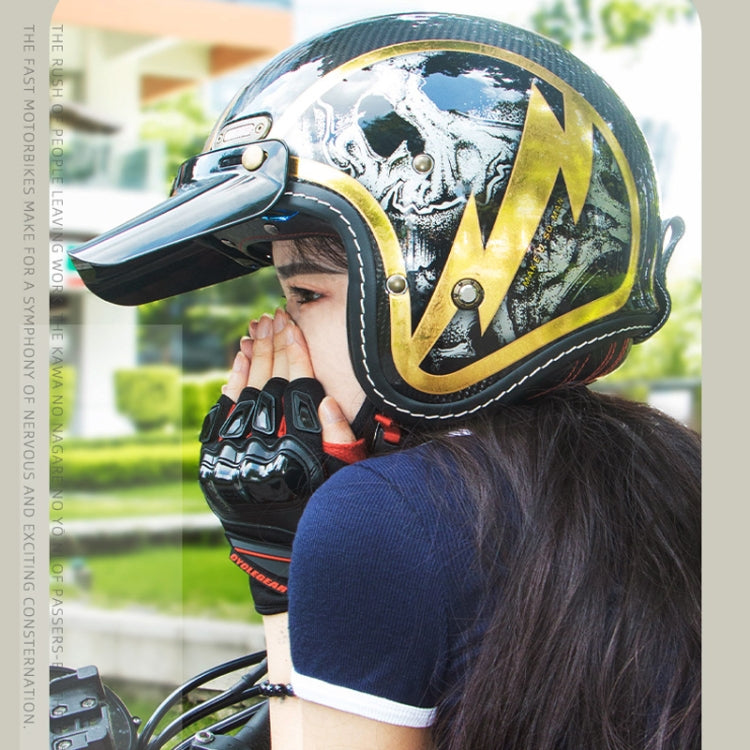 SOMAN Motorcycle Four Seasons Carbon Fiber Half Helmet, Color: Carbon Fiber Silver Lightning(S) by SOMAN