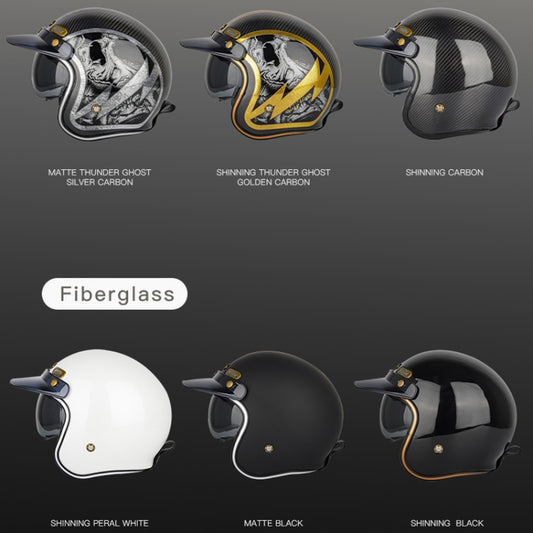 SOMAN Motorcycle Four Seasons Carbon Fiber Half Helmet, Color: FRP Pearl White(M) by SOMAN