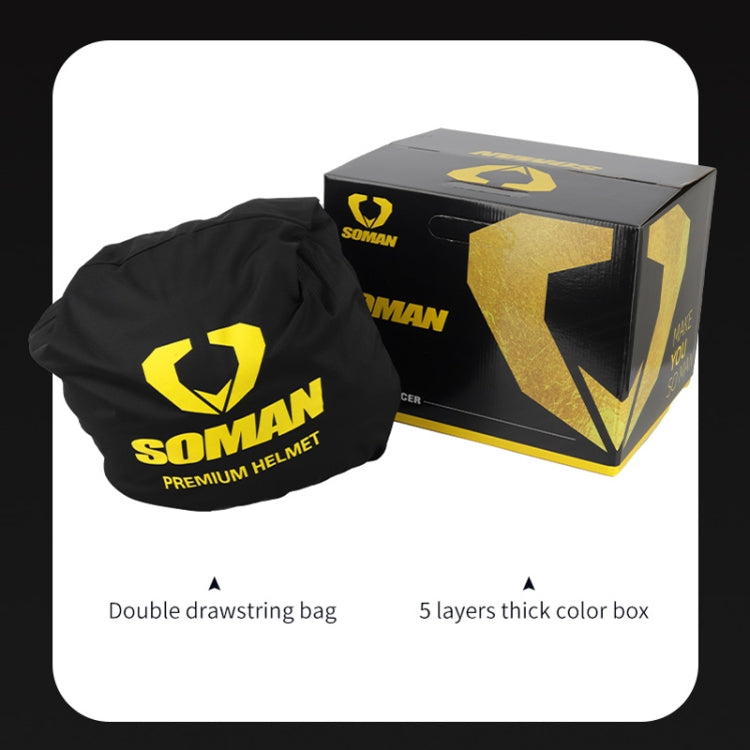SOMAN Racing Motorcycle Double Lens Riding Safety Helmet, Size: L(Matt Black) by SOMAN