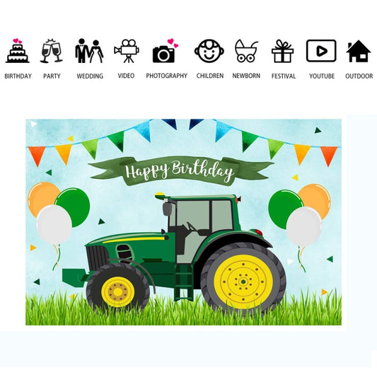 180x180cm Tractor Theme Birthday Backdrop Boy Farm Happy Birthday Background Party Decorations by buy2fix
