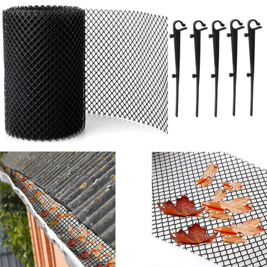 Plastic Gutter Guard Prevent Leaves or Debris From Clogging Downspouts and Drains, Width x Length: 16cm x 6m With 15pcs Nails by buy2fix