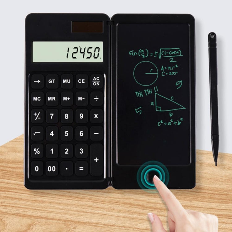 Solar Calculator Handwriting Board Learning Office Portable Folding LCD Writing Board(Black) by buy2fix