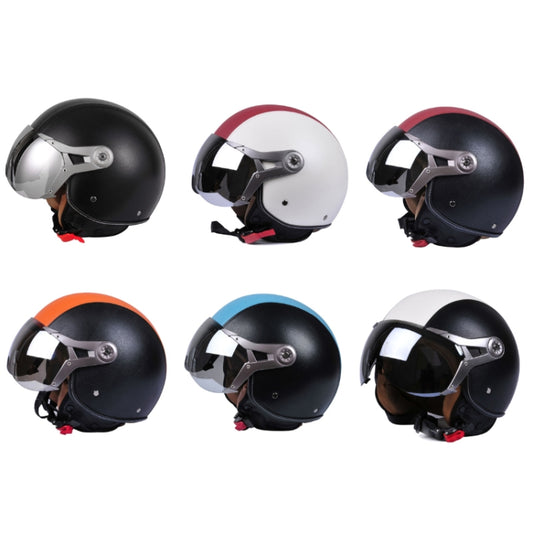 GXT Electric Vehicle Half Cover Four Seasons Retro Helmet, Size: L(Black White) by GXT