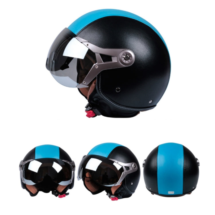 GXT Electric Vehicle Half Cover Four Seasons Retro Helmet, Size: L(Black Orange) by GXT