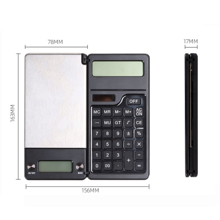 0.1g/1kg Kitchen Digital Scale Pocket Scale With Solar Calculator(Black) - Jewelry Scales by buy2fix | Online Shopping UK | buy2fix