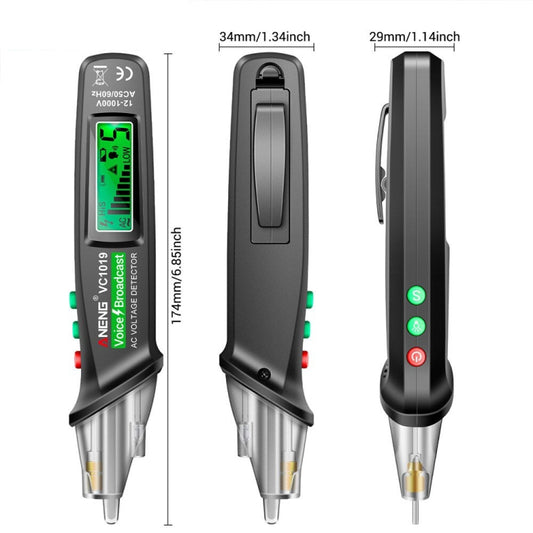 ANENG VC1019 Non-Contact Induction Electric Pen High-Precision Line Detection Breakpoint Voice Test Pen(Black) by ANENG