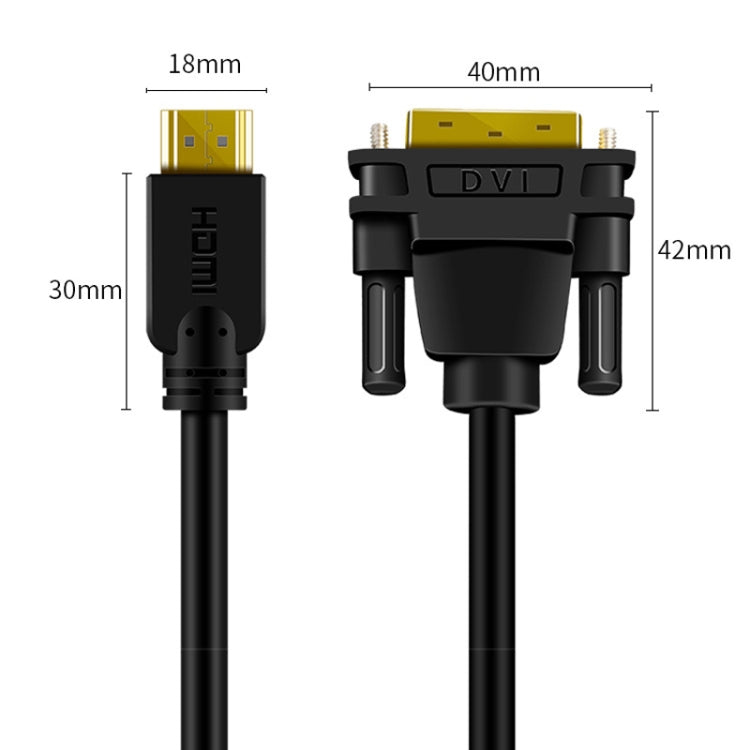 1m JINGHUA HDMI To DVI Transfer Cable Graphics Card Computer Monitor HD Cable - by JINGHUA | Online Shopping UK | buy2fix