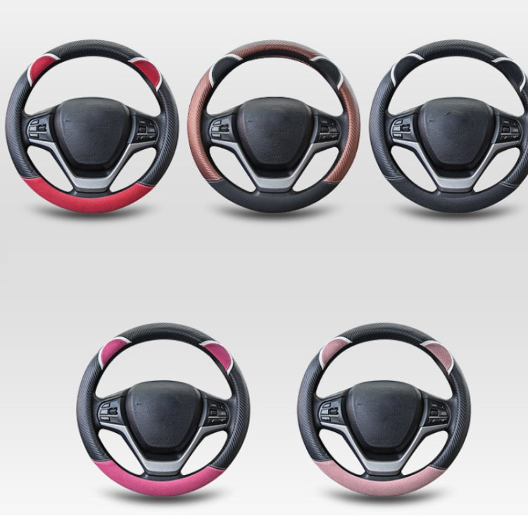 38cm Cute Rabbit Women Cartoon Car Steering Wheel Cover, Color: Round Black Pink - Steering Wheel Accessories by buy2fix | Online Shopping UK | buy2fix