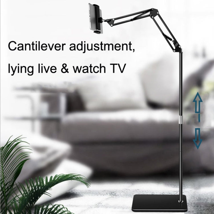 175cm Mobile Phone Tablet Live Broadcast Bedside Lifting Bracket Cantilever Floor Model (White) by buy2fix