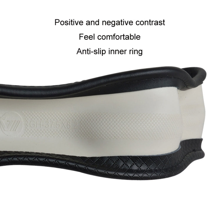 38cm Car Embossed Leather Steering Wheel Cover, Color: All Black - Steering Wheel Accessories by buy2fix | Online Shopping UK | buy2fix