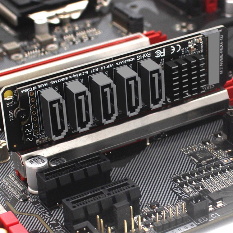 M.2NVME-PCIE X4 / X8 / X16 Rotor SATA5 Port Transfer Card JMB585 Chip by buy2fix