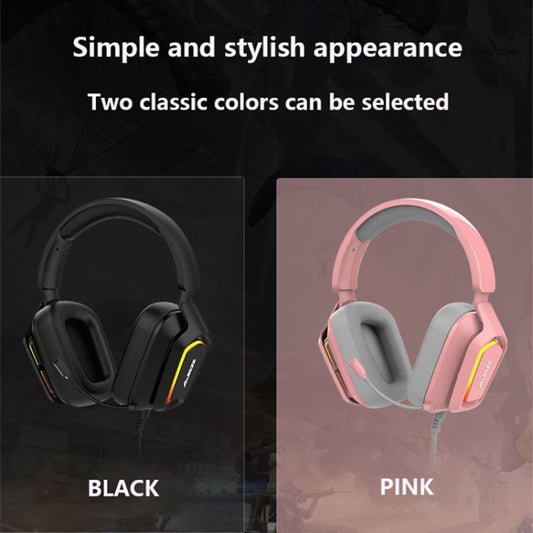 Ajazz AX368 Computer Game Audio Recognition RGB Headset 7.1 Channel Version (Pink) by Ajazz