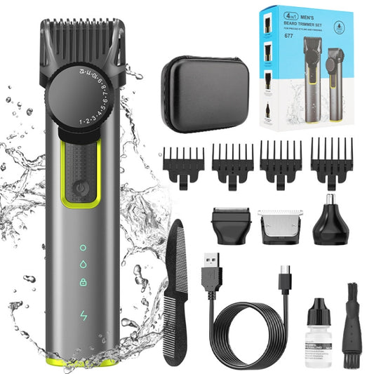 IPX5 Waterproof Men Multi-Functional Barber 4 In 1 Shaver Nose Hair Set USB Charging Push by buy2fix