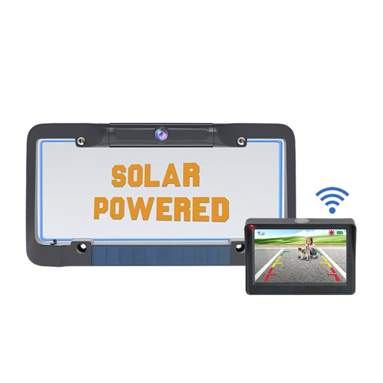 Solar License Plate Frame Wireless Transmission Reversing Camera Display - Rear View Cameras by buy2fix | Online Shopping UK | buy2fix