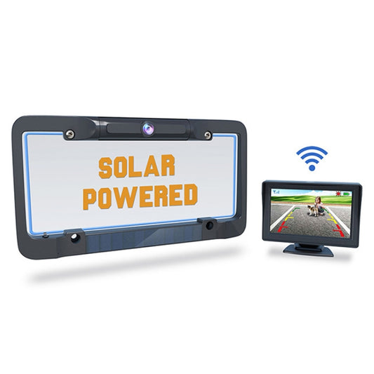 Solar License Plate Frame Wireless Transmission Reversing Camera Display by buy2fix