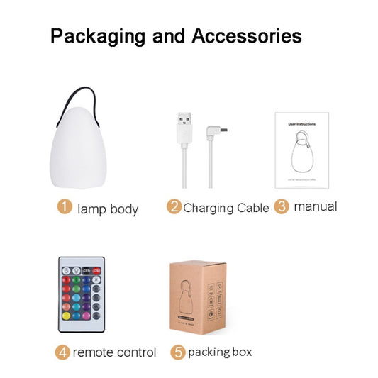 16 Colors LED Night Light with Handle Hanging Lantern USB Rechargeable Table Lamp(Round) by buy2fix