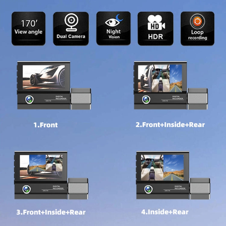 3 Lens Video HD 1080P Multi-Language Driving Recorder - Car DVRs by buy2fix | Online Shopping UK | buy2fix