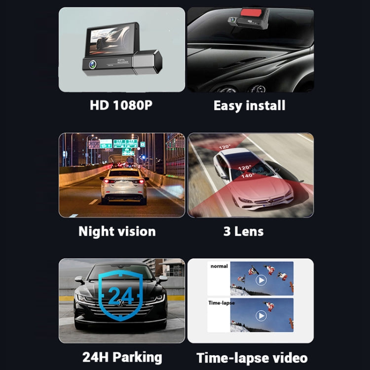 3 Lens Video HD 1080P Multi-Language Driving Recorder - Car DVRs by buy2fix | Online Shopping UK | buy2fix