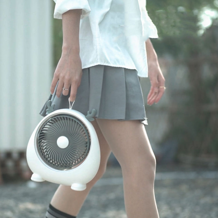 Dormitory Portable Animal Ear Desktop Electric Fan, Style: Charging Version White by buy2fix