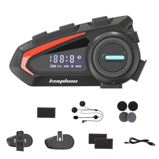 KUQIBAO Motorcycle Helmet Waterproof Bluetooth-compatible Headset With Screen(Hard Microphone) - Motorcycle Walkie Talkie by KUQIBAO | Online Shopping UK | buy2fix