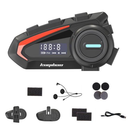 KUQIBAO Motorcycle Helmet Waterproof Bluetooth-compatible Headset With Screen(Soft Microphone) - Motorcycle Walkie Talkie by KUQIBAO | Online Shopping UK | buy2fix
