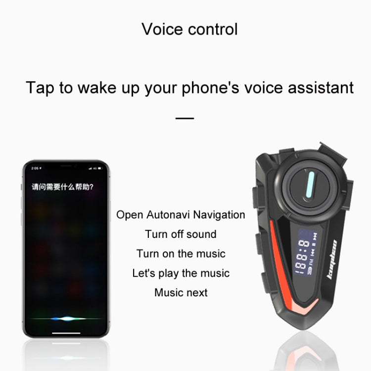 KUQIBAO Motorcycle Helmet Waterproof Bluetooth-compatible Headset With Screen(Soft Microphone) - Motorcycle Walkie Talkie by KUQIBAO | Online Shopping UK | buy2fix