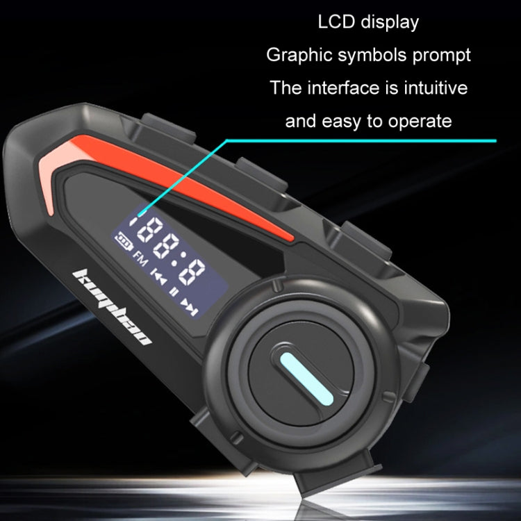 KUQIBAO Motorcycle Helmet Waterproof Bluetooth-compatible Headset With Screen(Soft Microphone) - Motorcycle Walkie Talkie by KUQIBAO | Online Shopping UK | buy2fix