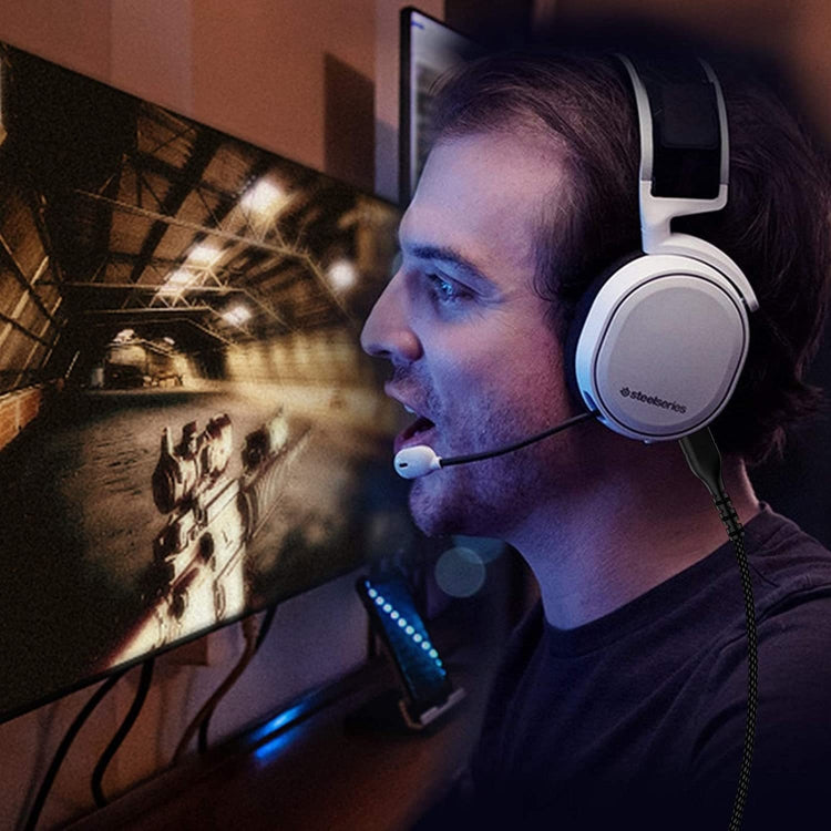 For SteelSeries Arctis 3 5 7 Pro Nylon Weaving Game Headset Cable(Black) by buy2fix