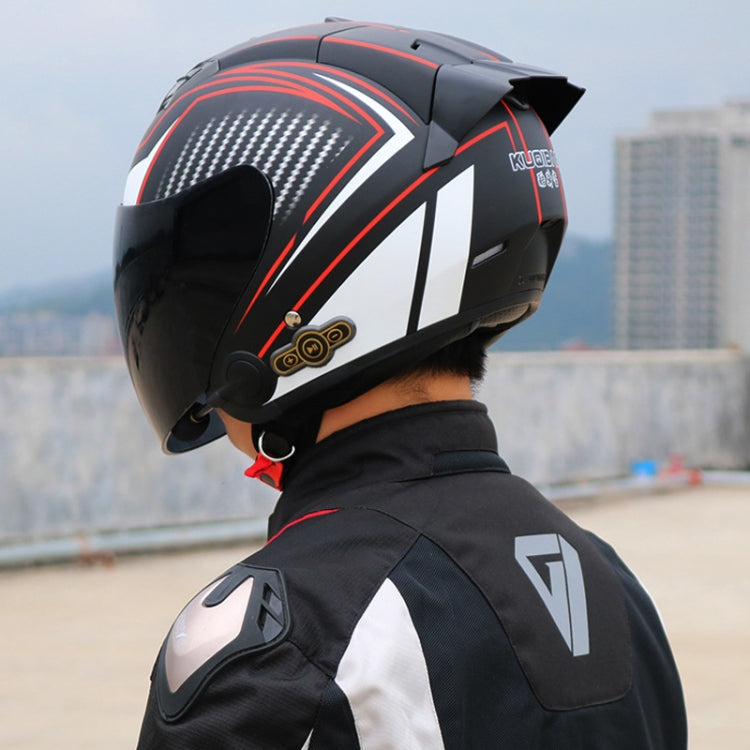 KUQIBAO Motorcycle Smart Bluetooth Sun Protection Double Lens Safety Helmet, Size: L(White) by KUQIBAO