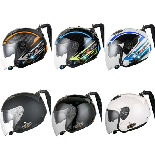 KUQIBAO Motorcycle Bluetooth Headset Double Lens Helmet With Braid, Size: XXL(Fruits Black Phantom Fiber) by KUQIBAO