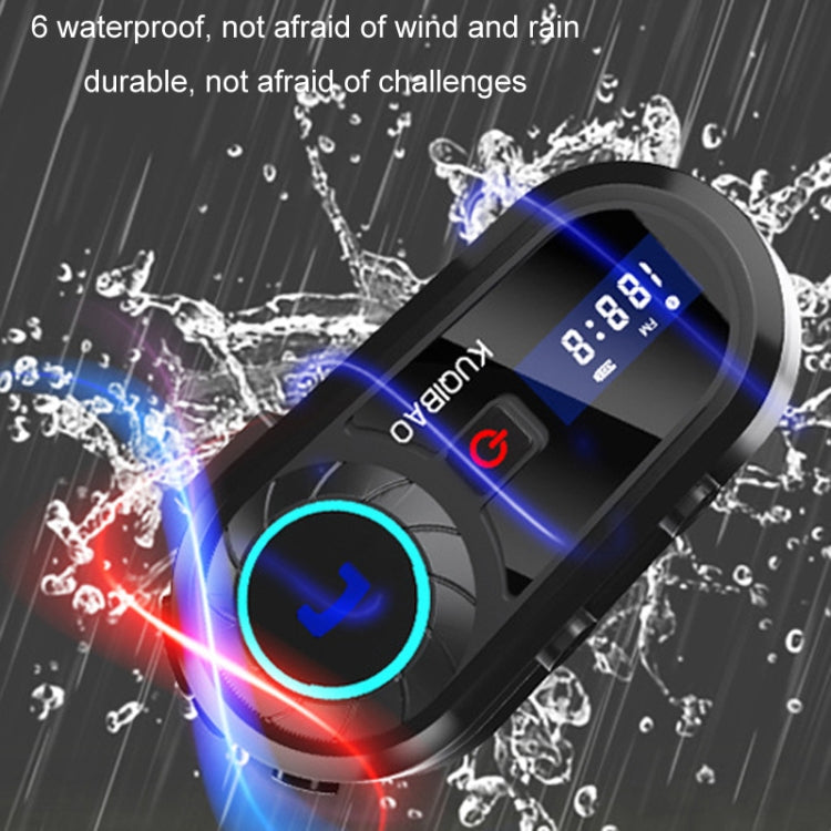 KUQIBAO Motorcycle Helmet Waterproof Bluetooth-compatible Headset With Screen(Soft Microphone) - Motorcycle Walkie Talkie by buy2fix | Online Shopping UK | buy2fix