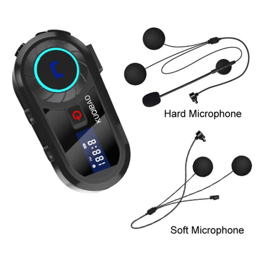 KUQIBAO Motorcycle Helmet Waterproof Bluetooth-compatible Headset With Screen(Hard Microphone) - Motorcycle Walkie Talkie by buy2fix | Online Shopping UK | buy2fix