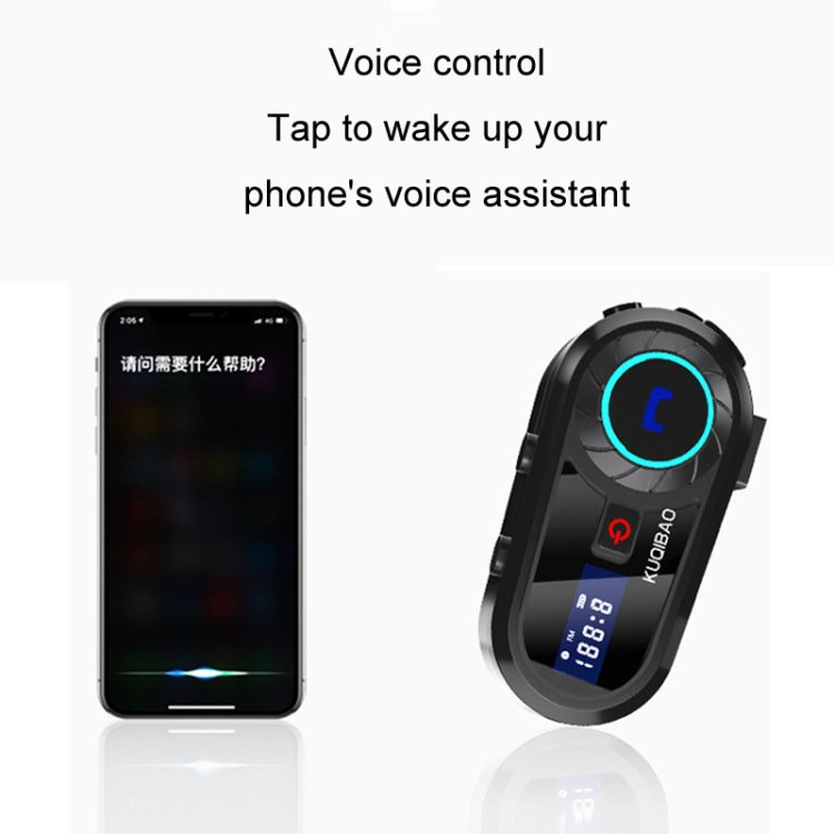 KUQIBAO Motorcycle Helmet Waterproof Bluetooth-compatible Headset With Screen(Soft Microphone) - Motorcycle Walkie Talkie by buy2fix | Online Shopping UK | buy2fix
