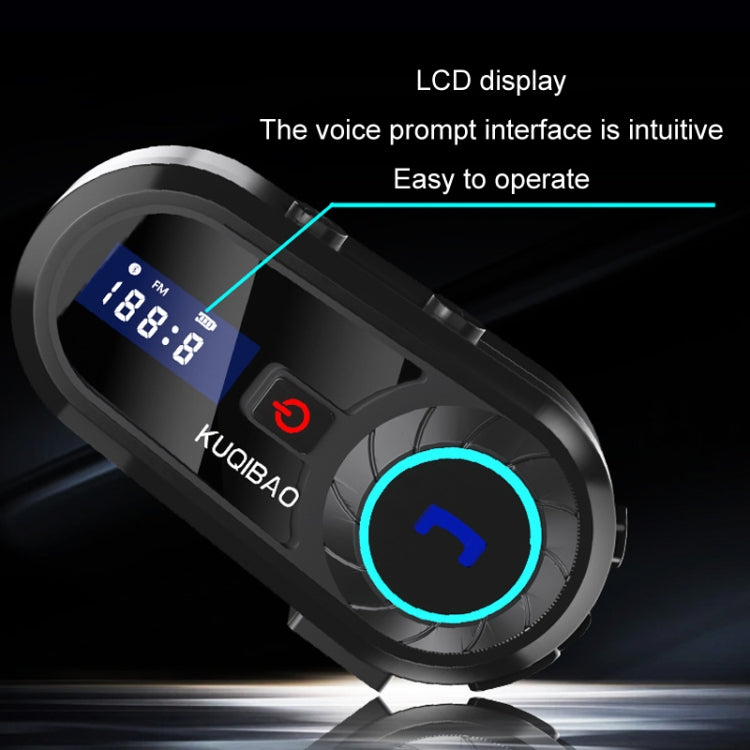 KUQIBAO Motorcycle Helmet Waterproof Bluetooth-compatible Headset With Screen(Soft Microphone) - Motorcycle Walkie Talkie by buy2fix | Online Shopping UK | buy2fix