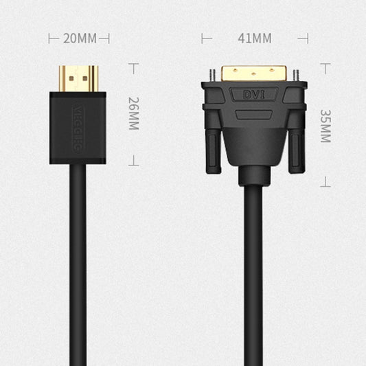 VEGGIEG HDMI To DVI Computer TV HD Monitor Converter Cable Can Interchangeable, Length: 1.5m by VEGGIEG