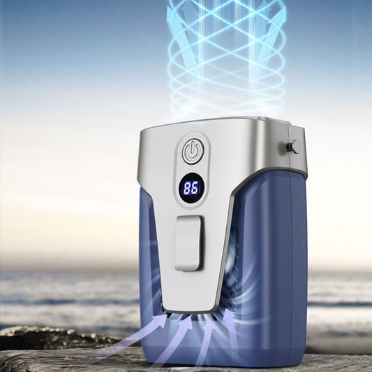 Outdoor Portable Waist High Wind Leafless Hanging Neck Fan With Power Function(Deep Space Gray) by buy2fix