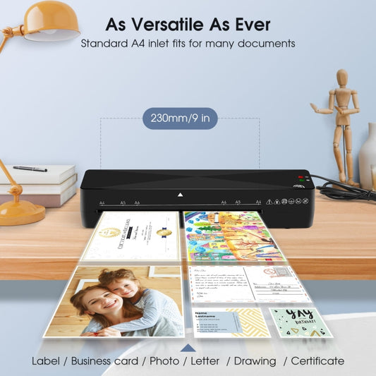 9 Inch A4 Hot Cold Laminator Machine Book Documents Laminator, Size: Set 1(220V EU Plug) by buy2fix