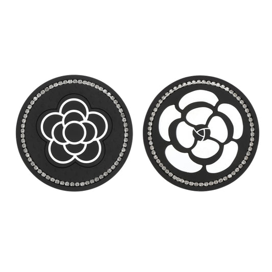 Car Water Cup Anti-skid Mat Door Slot Interior Modification Mat With diamond(Big Camellia) by buy2fix