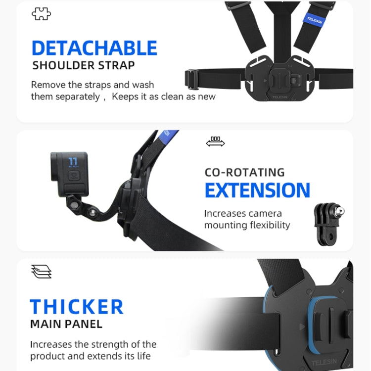 TELESIN Chest Strap Mount Waistcoat Belt Mount For Action Camera - Chest Belt by TELESIN | Online Shopping UK | buy2fix