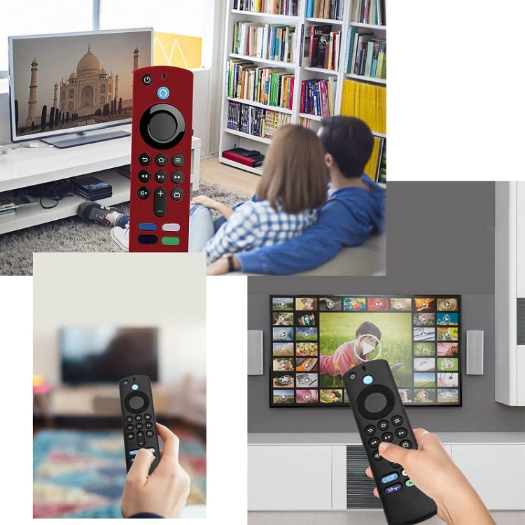 2pcs Remote Control Case For Amazon Fire TV Stick 2021 ALEXA 3rd Gen With Airtag Holder(Red) by buy2fix