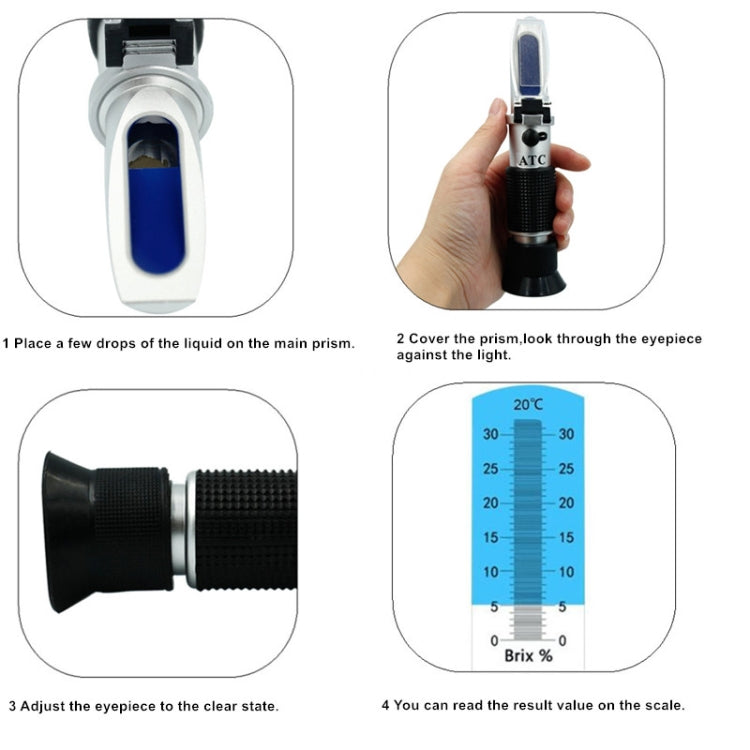 RF001BX With Plastic box Handheld Refractometer Fruit Sugar Meter Brix Tester 0-32 Measuring Range - Digital Refractometer by buy2fix | Online Shopping UK | buy2fix