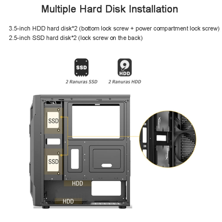 EVESKY Acrylic Side Transparent ATX Computer Case With 6 Fans Position And USB 3.0 Interface, Color: Black - Computer Cases & Towers by EVESKY | Online Shopping UK | buy2fix