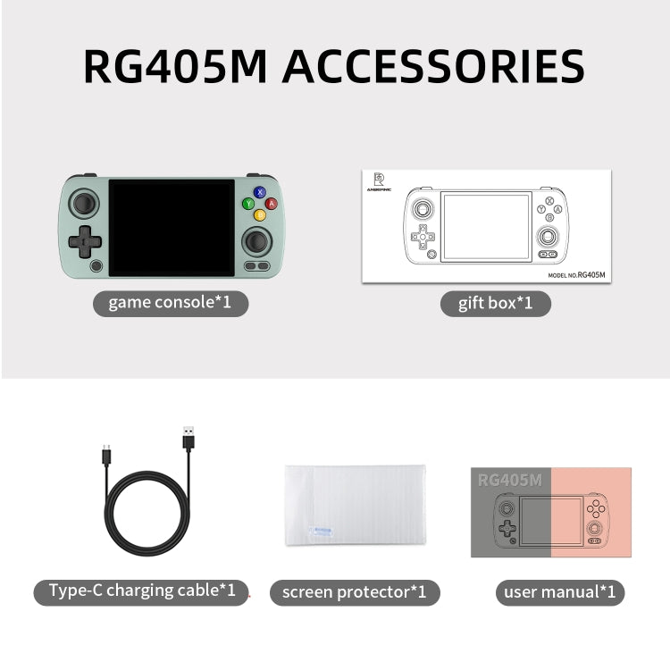 ANBERNIC RG405M Handheld Game Console 4 Inch IPS Touch Screen Aluminum Alloy Android 12 System 128G+256G 4000+Games(Black) - Pocket Console by ANBERNIC | Online Shopping UK | buy2fix