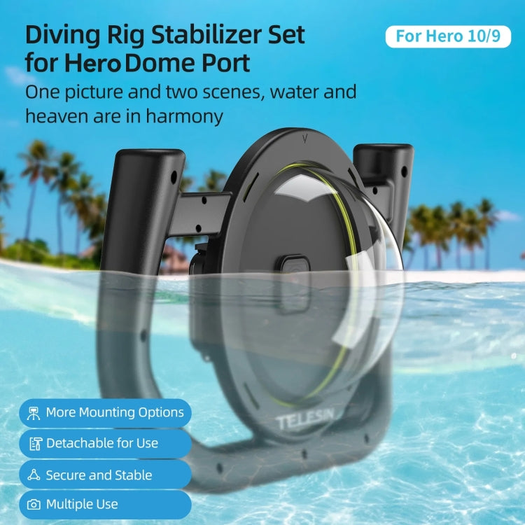 TELESIN 30M Waterproof Handheld Stabilizer Housing Case With Cold Shoe 1/4 Thread - Diving Mask by TELESIN | Online Shopping UK | buy2fix