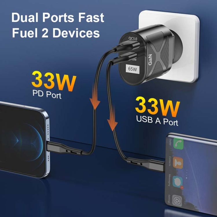 65W GAN PD + QC3.0 Fast Charger Phone Notebook Computer Universal Charging Head, Plug: EU Plug Black - USB Charger by buy2fix | Online Shopping UK | buy2fix