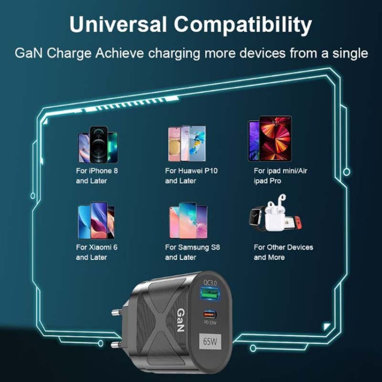 65W GAN PD + QC3.0 Fast Charger Phone Notebook Computer Universal Charging Head, Plug: EU Plug Black - USB Charger by buy2fix | Online Shopping UK | buy2fix