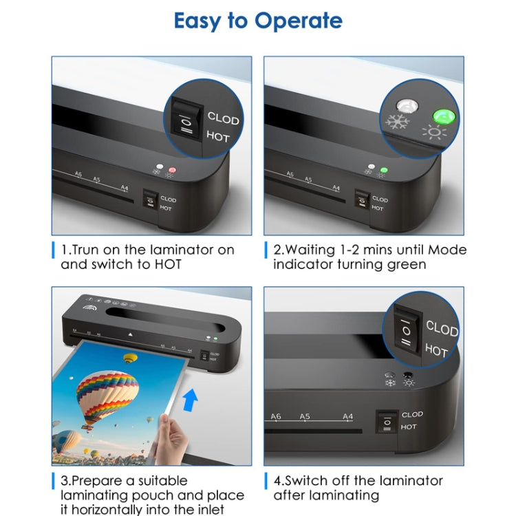 FN333 A4 Photo Laminating Machine With Hot And Cold Mode, Size: Set 3(EU Plug) by buy2fix