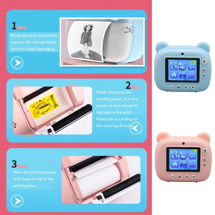 Children Instant Print Camera 1080P 2.4-Inch IPS Screen Dual Lens Photography Camera(Blue) - Children Cameras by buy2fix | Online Shopping UK | buy2fix