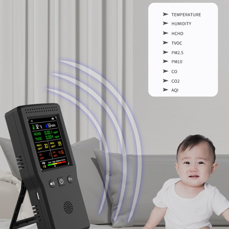 9 In 1 Air Quality Detector Handheld High Precision Formaldehyde Detector(Black) - Air & Water Quality Tester by buy2fix | Online Shopping UK | buy2fix