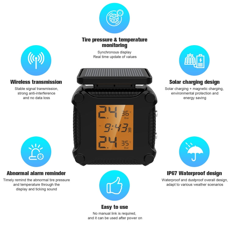 M8 Solar Motorcycle Tire Pressure Monitor Color Screen High Precision Sensor - Tire Pressure Gauges by buy2fix | Online Shopping UK | buy2fix